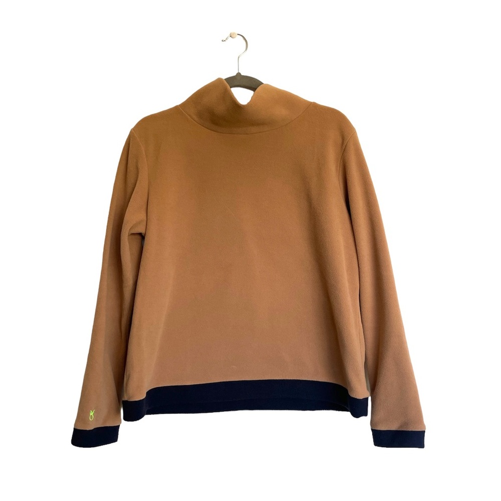 Dudley Stephens Park Slope Turtleneck Sweater Camel Colorblock Vello Fleece - L